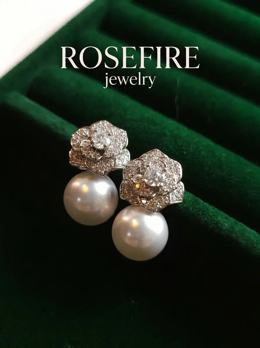 Camellia Pearl Drop Earrings