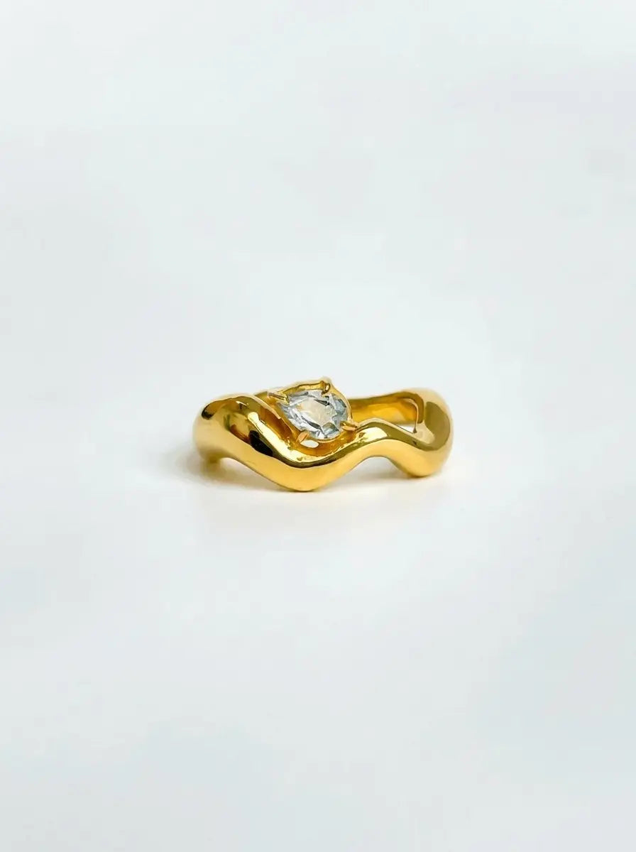 Dainty flow crystal ring