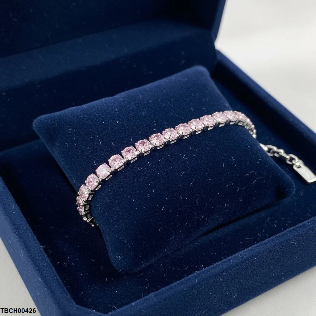 Pink emerald tennis bracelet